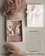 WEDDING INVITATIONS Invitations for VIP/ boxed Invites for Parents Natural Dried Flowers Wedding Invitations in velvet box, Plexi Glamour Boxed Wedding Invitation Suite Luxury, Romantic Velvet Wedding Cards, Bespoke Golden Invites22
