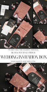 WEDDING INVITATIONS Invitations for VIP/ boxed Invites for Parents Arch Acrylic  Wedding Invitations in velvet box, Black Plexi Glamour Wedding Invitation Suite Luxury Box, Moon Stars Elegant Velvet Wedding Cards34