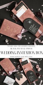 WEDDING INVITATIONS Invitations for VIP/ boxed Invites for Parents Arch Acrylic  Wedding Invitations in velvet box, Black Plexi Glamour Wedding Invitation Suite Luxury Box, Moon Stars Elegant Velvet Wedding Cards34