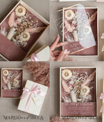WEDDING INVITATIONS Invitations for VIP/ boxed Invites for Parents Natural Dried Flowers Wedding Invitations in velvet box, Plexi Glamour Boxed Wedding Invitation Suite Luxury, Romantic Velvet Wedding Cards, Bespoke Golden Invites22