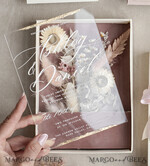 WEDDING INVITATIONS Invitations for VIP/ boxed Invites for Parents Natural Dried Flowers Wedding Invitations in velvet box, Plexi Glamour Boxed Wedding Invitation Suite Luxury, Romantic Velvet Wedding Cards, Bespoke Golden Invites22