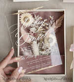 WEDDING INVITATIONS Invitations for VIP/ boxed Invites for Parents Natural Dried Flowers Wedding Invitations in velvet box, Plexi Glamour Boxed Wedding Invitation Suite Luxury, Romantic Velvet Wedding Cards, Bespoke Golden Invites22