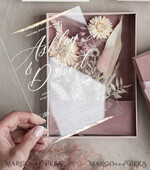WEDDING INVITATIONS Invitations for VIP/ boxed Invites for Parents Natural Dried Flowers Wedding Invitations in velvet box, Plexi Glamour Boxed Wedding Invitation Suite Luxury, Romantic Velvet Wedding Cards, Bespoke Golden Invites22