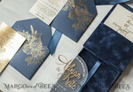 WEDDING INVITATIONS Invitations for VIP/ boxed Invites for Parents Vip Navy Blue Gold Foil Wedding Invitations in velvet box, Plexi Glamour Wedding Invitation Suite Luxury Box, Romantic Velvet Wedding Cards, Bespoke Golden Invites29