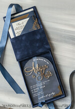 WEDDING INVITATIONS Invitations for VIP/ boxed Invites for Parents Vip Navy Blue Gold Foil Wedding Invitations in velvet box, Plexi Glamour Wedding Invitation Suite Luxury Box, Romantic Velvet Wedding Cards, Bespoke Golden Invites29