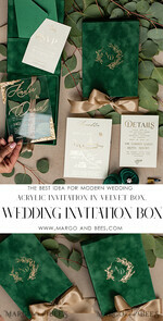WEDDING INVITATIONS Invitations for VIP/ boxed Invites for Parents Luxury Gold Foil Wedding Invitation Box, Boxed Plexi glass wedding invitations, Elegant green Velvet Wedding Cards, Bespoke Golden Wedding Stationery, Mirror gold Invitations12