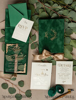 WEDDING INVITATIONS Invitations for VIP/ boxed Invites for Parents Luxury Gold Foil Wedding Invitation Box, Boxed Plexi glass wedding invitations, Elegant green Velvet Wedding Cards, Bespoke Golden Wedding Stationery, Mirror gold Invitations12