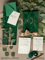 WEDDING INVITATIONS Invitations for VIP/ boxed Invites for Parents Luxury Gold Foil Wedding Invitation Box, Boxed Plexi glass wedding invitations, Elegant green Velvet Wedding Cards, Bespoke Golden Wedding Stationery, Mirror gold Invitations12