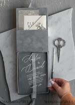 WEDDING INVITATIONS Invitations for VIP/ boxed Invites for Parents Luxury Silver Foil Wedding Invitation Box, Acrylic invitation in Velvet Box, Romantic Velvet Wedding Cards, Bespoke silver Wedding Stationery, Luxury  Invitations15
