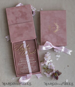 WEDDING INVITATIONS Invitations for VIP/ boxed Invites for Parents Blush Pink Boxed Wedding Invitation set ,3D Golden Plexi Wedding Invitation Suite Luxury Box, Elegant Boho Velvet Wedding Cards, Bespoke Golden Invites33