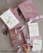 WEDDING INVITATIONS Invitations for VIP/ boxed Invites for Parents Blush Pink Boxed Wedding Invitation set ,3D Golden Plexi Wedding Invitation Suite Luxury Box, Elegant Boho Velvet Wedding Cards, Bespoke Golden Invites33