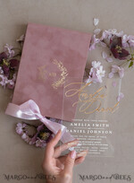 WEDDING INVITATIONS Invitations for VIP/ boxed Invites for Parents Blush Pink Boxed Wedding Invitation set ,3D Golden Plexi Wedding Invitation Suite Luxury Box, Elegant Boho Velvet Wedding Cards, Bespoke Golden Invites33