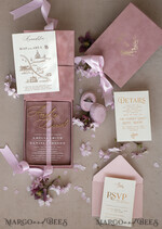 WEDDING INVITATIONS Invitations for VIP/ boxed Invites for Parents Blush Pink Boxed Wedding Invitation set ,3D Golden Plexi Wedding Invitation Suite Luxury Box, Elegant Boho Velvet Wedding Cards, Bespoke Golden Invites33