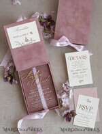 WEDDING INVITATIONS Invitations for VIP/ boxed Invites for Parents Blush Pink Boxed Wedding Invitation set ,3D Golden Plexi Wedding Invitation Suite Luxury Box, Elegant Boho Velvet Wedding Cards, Bespoke Golden Invites33