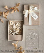 WEDDING INVITATIONS Invitations for VIP/ boxed Invites for Parents Natural Dried Flowers Wedding Invitations in velvet box, Plexi Glamour Boxed Wedding Invitation Suite Luxury, Romantic Velvet Wedding Cards, Bespoke Golden Invites41