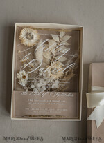 WEDDING INVITATIONS Invitations for VIP/ boxed Invites for Parents Natural Dried Flowers Wedding Invitations in velvet box, Plexi Glamour Boxed Wedding Invitation Suite Luxury, Romantic Velvet Wedding Cards, Bespoke Golden Invites41