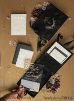 WEDDING INVITATIONS Invitations for VIP/ boxed Invites for Parents Black Boxed Wedding Invitation set 3D Golden Plexi Wedding Invitation Suite Luxury Box, Elegant Boho Velvet Wedding Cards, Bespoke Golden Invites15