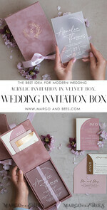 WEDDING INVITATIONS Invitations for VIP/ boxed Invites for Parents Acrylic  Wedding Invitations in velvet box, Frozen Plexi Glamour Wedding Invitation Suite Luxury Box, Elegant Velvet Wedding Cards, Bespoke Golden Invites18