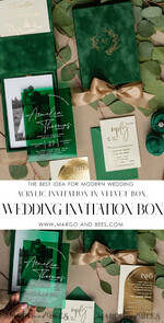 WEDDING INVITATIONS Invitations for VIP/ boxed Invites for Parents Emerald green Velvet Boxed Wedding Invitation Box, Clear Green Plexi glass wedding invitations, Elegant green Velvet Wedding Cards, Bespoke Golden Wedding Stationery, Mirror gold Invitations10