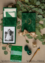 WEDDING INVITATIONS Invitations for VIP/ boxed Invites for Parents Emerald green Velvet Boxed Wedding Invitation Box, Clear Green Plexi glass wedding invitations, Elegant green Velvet Wedding Cards, Bespoke Golden Wedding Stationery, Mirror gold Invitations10