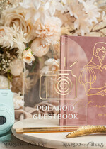 HOCHZEITS-GÄSTEBÜCHER Samtkissen Instax Gästebuch maßgeschneiderte Bestellung Instax Samt Hochzeits-Gästebuch und Plexi-Schild, großes Sofort-Hochzeits-Gästebuch, kastanienbraunes Polaroid-Samt-Gästebuch Marsala Golden Hochzeit11