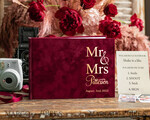 WEDDING GUEST BOOKS Velvet Instax Guestbook Luxury Burgundy Instax velvet Wedding GuestBook Gold, Large Instant Wedding Guest Book, Marsala Polaroid velvet Guestbook9