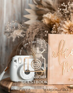 WEDDING GUEST BOOKS Velvet Instax Guestbook beige Gold Presonalised Wedding Guest Book and arch acrylic Instax Sign Black Pages, Velvet Memory Photo Booh Book and Clear Sign Set  Fall Wedding, Polaroid velvet Guest book & Plexi Instax Sign set11