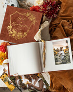 WEDDING GUEST BOOKS Velvet Instax Guestbook terracotta Gold Presonalised Wedding Guest Book, Velvet Memory Photo Booh Book, Fall Wedding, Polaroid velvet Guest book 17