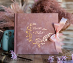 WEDDING GUEST BOOKS Velvet Instax Guestbook Golden Blush Pink Instax velvet Wedding GuestBook Gold, Large Instant Wedding Guest Book, Polaroid velvet Guestbook Pink Golden wedding9