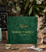 WEDDING GUEST BOOKS Velvet Instax Guestbook Luxury Green Instax velvet Wedding GuestBook Gold, Large Instant Wedding Guest Book, Greenery Polaroid velvet Guestbook7