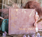 HOCHZEITS-GÄSTEBÜCHER Samtkissen Instax Gästebuch Elegantes Blush-Pink Instax Samt Hochzeits-Gästebuch Gold, großes Instant Hochzeits-Gästebuch, Polaroid Samt Gästebuch Pink Golden Hochzeit.8