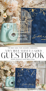 HOCHZEITS-GÄSTEBÜCHER Samtkissen Instax Gästebuch Marineblaue Instax Samt-Hochzeits-Gästebuch- und Plexi-Schild-Set, Dunkelblaues großes Instant-Hochzeits-Gästebuch, kastanienbraunes Polaroid-Samt-Gästebuch Marsala Golden Hochzeit.11