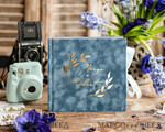 WEDDING GUEST BOOKS Velvet Instax Guestbook Dusty Blue Boho Instax velvet Wedding GuestBook Gold, Ice Blue Instant Wedding Guest Book, Polaroid velvet Guestbook Light Blue Golden wedding10