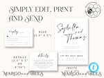 TEMPLETT wedding invitation download Modern wedding invitation template, Instant download Boho Wedding Invites, Simple Wedding Invitation Printable Template Rustic Invitations7