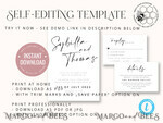 TEMPLETT wedding invitation download Modern wedding invitation template, Instant download Boho Wedding Invites, Simple Wedding Invitation Printable Template Rustic Invitations7