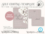 TEMPLETT wedding invitation download Elegant wedding invitation template, Instant download Invite, Printable Invites For Home Printing, violet boho wedding invitations9