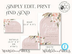 TEMPLETT wedding invitation download Rustic Ivory wedding Invitations Set and Electronic Wedding Invitation Template, Instant Download Printable Invites Home Printing, Simple Boho Wedding Invitation Card Set7
