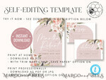 TEMPLETT wedding invitation download Rustic Ivory wedding Invitations Set and Electronic Wedding Invitation Template, Instant Download Printable Invites Home Printing, Simple Boho Wedding Invitation Card Set7