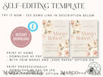 TEMPLETT  
 Hochzeits Einladung Download Romantische Vintage Blumen Hochzeits-Einladungen Set Vorlage, Sofortiger Download Druckbare Einladungen für den Heimdruck, Einfache Karten10