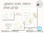 TEMPLETT wedding invitation download Fine art gold sunflowers wedding invitation template, Instant download Boho Wedding Invites, Invitation Printable Template Elegant Invites10