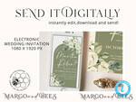 TEMPLETT wedding invitation download Boho Arch wedding Invitations Evite Set Template, Instant Download Printable Invites Home Printing, Sage Green Garden Invitation Set WBoho139