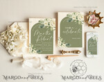 TEMPLETT wedding invitation download Boho Arch wedding Invitations Evite Set Template, Instant Download Printable Invites Home Printing, Sage Green Garden Invitation Set WBoho139