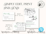 TEMPLETT wedding invitation download Monstera Green wedding invitation template, Instant download Greenery Wedding Invites, Modern Tropical Wedding Invitation Printable9