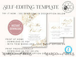 TEMPLETT wedding invitation download Fine art gold  wedding invitation template, Instant download Boho Wedding Invites,  Invitation Printable Template Elegant Invites9