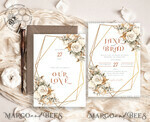 TEMPLETT  
 Hochzeits Einladung Download Boho Blumen Vintage Hochzeitskarten Set Vorlage, Sofortiger Download Druckbare Einladungen Heimdruck, Einfache Hochzeitskarten11