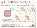 TEMPLETT  
 Hochzeits Einladung Download Boho Blumen Vintage Hochzeitskarten Set Vorlage, Sofortiger Download Druckbare Einladungen Heimdruck, Einfache Hochzeitskarten11