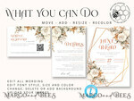 TEMPLETT  
 Hochzeits Einladung Download Boho Blumen Vintage Hochzeitskarten Set Vorlage, Sofortiger Download Druckbare Einladungen Heimdruck, Einfache Hochzeitskarten11