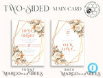 TEMPLETT  
 Hochzeits Einladung Download Boho Blumen Vintage Hochzeitskarten Set Vorlage, Sofortiger Download Druckbare Einladungen Heimdruck, Einfache Hochzeitskarten11