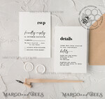 TEMPLETT wedding invitation download Minimalist wedding invitation template, Instant download Simple Wedding Invites, Rustic Wedding Invitation Printable Set,Rsvp Card Template, Details Card, Printable, Templett, Diy8