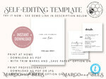 TEMPLETT wedding invitation download Minimalist wedding invitation template, Instant download Simple Wedding Invites, Rustic Wedding Invitation Printable Set,Rsvp Card Template, Details Card, Printable, Templett, Diy8